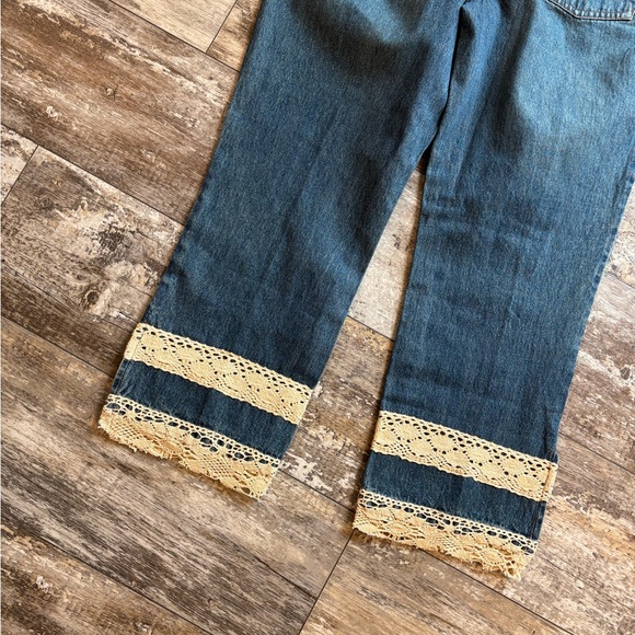 Vintage Jeanology Lace & Sequin Cuff Jeans | Women’s Size 14 Boho Denim - Picture 5 of 7